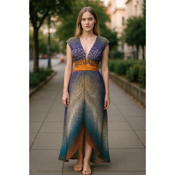 Marciano Y2K 90s Maxi Dress 8 semi-formal animal print mobwife corset HCD prom - Picture 12 of 12